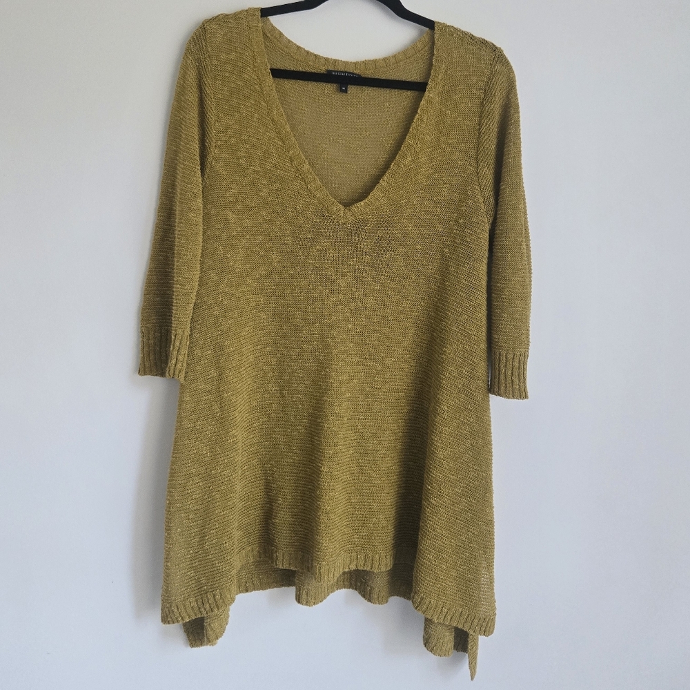 Eileen Fisher Linen Grain Tunic In Green Gold. (B8)